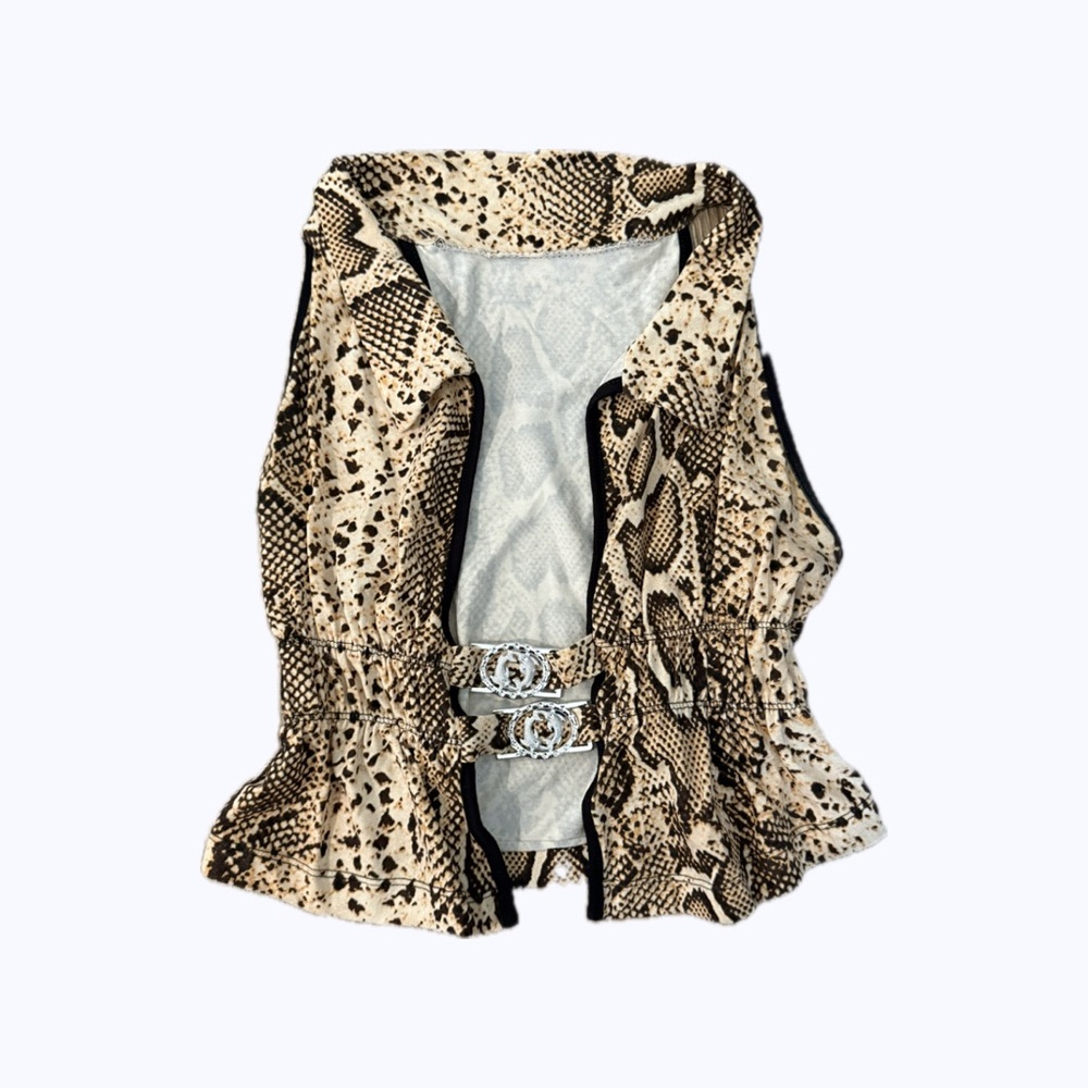 Snakeskin Print Vest with Silver Buckle